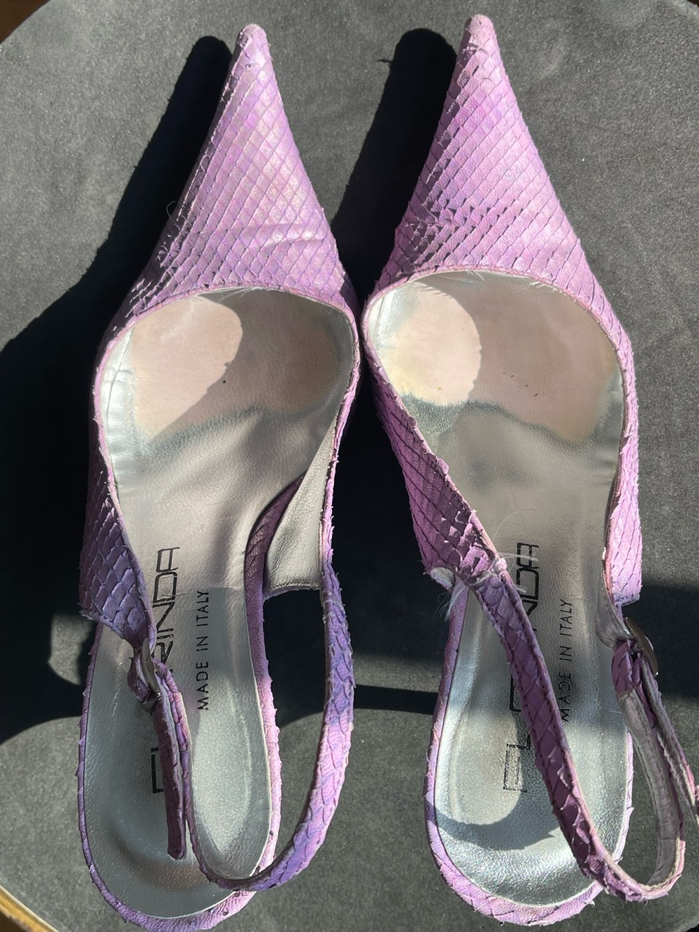 Vintage Purple Python Textured Slingback Pointed-Toe Heels - Picture 4 of 6